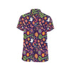 Flower Power Peace Design Print Men's Short Sleeve Button Up Shirt