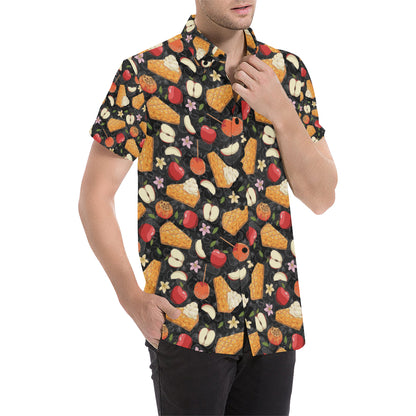 Apple Pie Pattern Print Design 01 Men's Short Sleeve Button Up Shirt