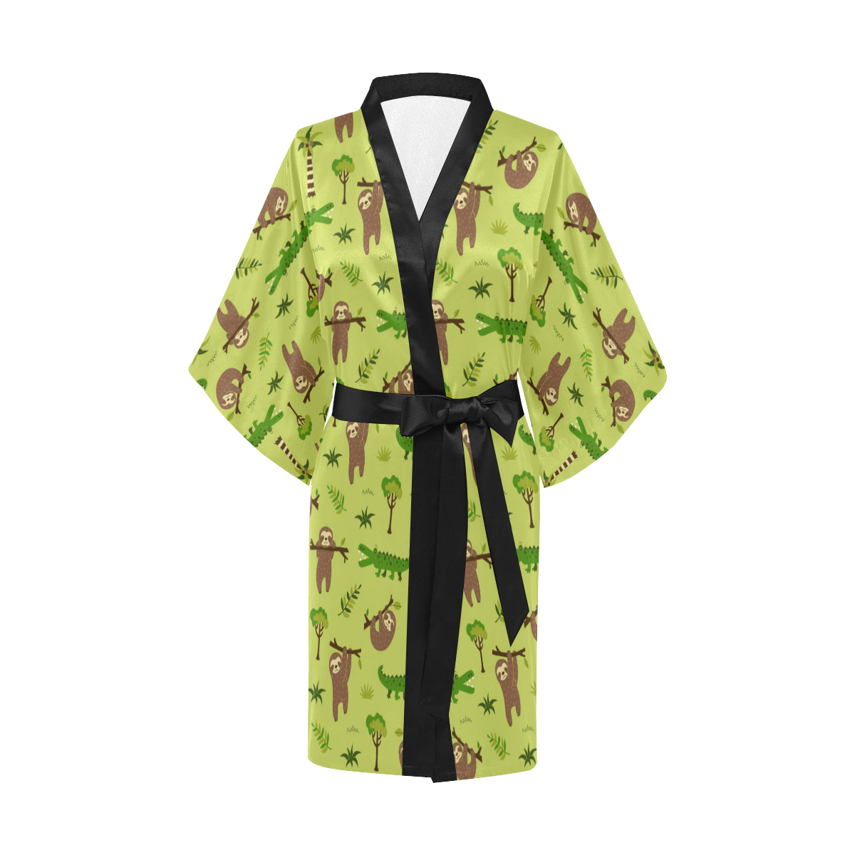Alligator Pattern Print Design 04 Women's Short Kimono