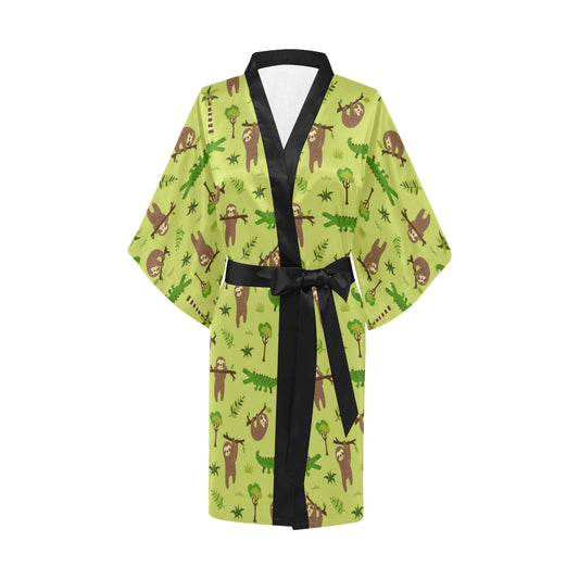 Alligator Pattern Print Design 04 Women's Short Kimono