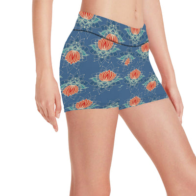 lotus Boho Pattern Print Design LO07 Yoga Shorts