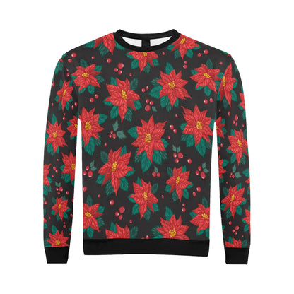 Poinsettia Pattern Print Design POT07 Men Long Sleeve Sweatshirt