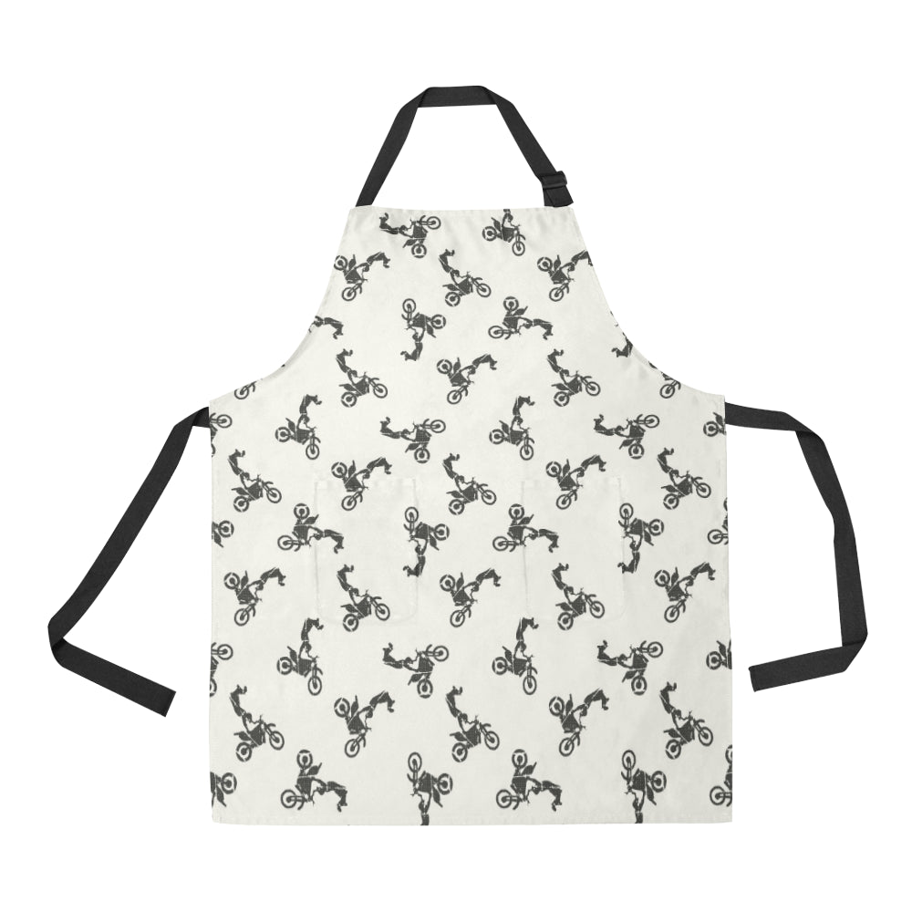 Motocross Pattern Print Design 03 Apron with Pocket