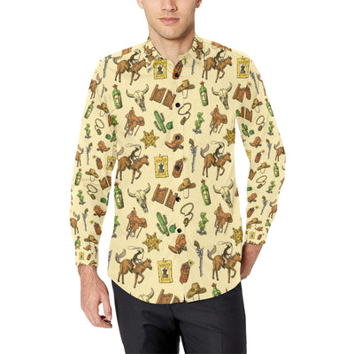 Cowboy Pattern Print Design 04 Men's Long Sleeve Shirt