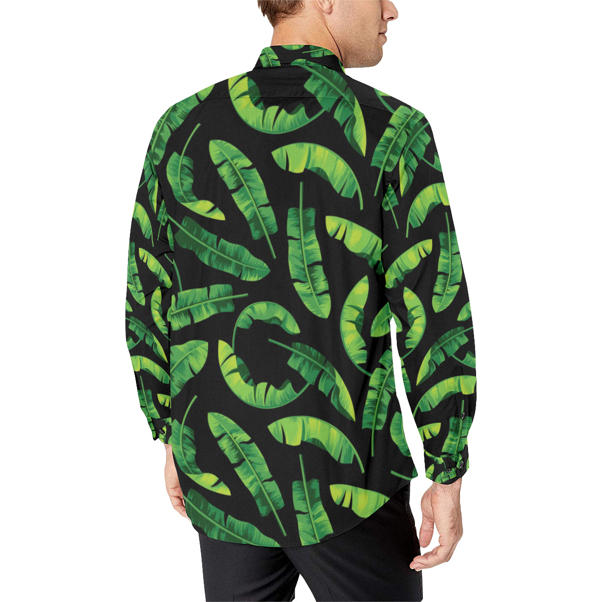 Banana Leaf Pattern Print Design BL02 Men's Long Sleeve Shirt