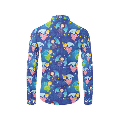 Angel Little Pattern Print Design 02 Men's Long Sleeve Shirt