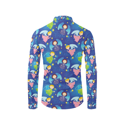 Angel Little Pattern Print Design 02 Men's Long Sleeve Shirt