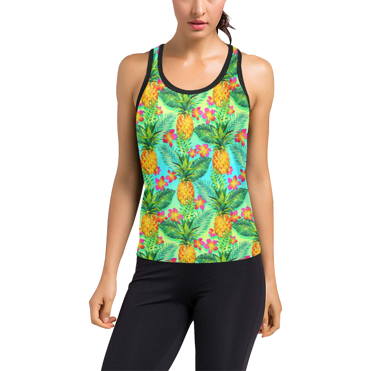 Pineapple Pattern Print Design PP010 Women's Racerback Tank Top