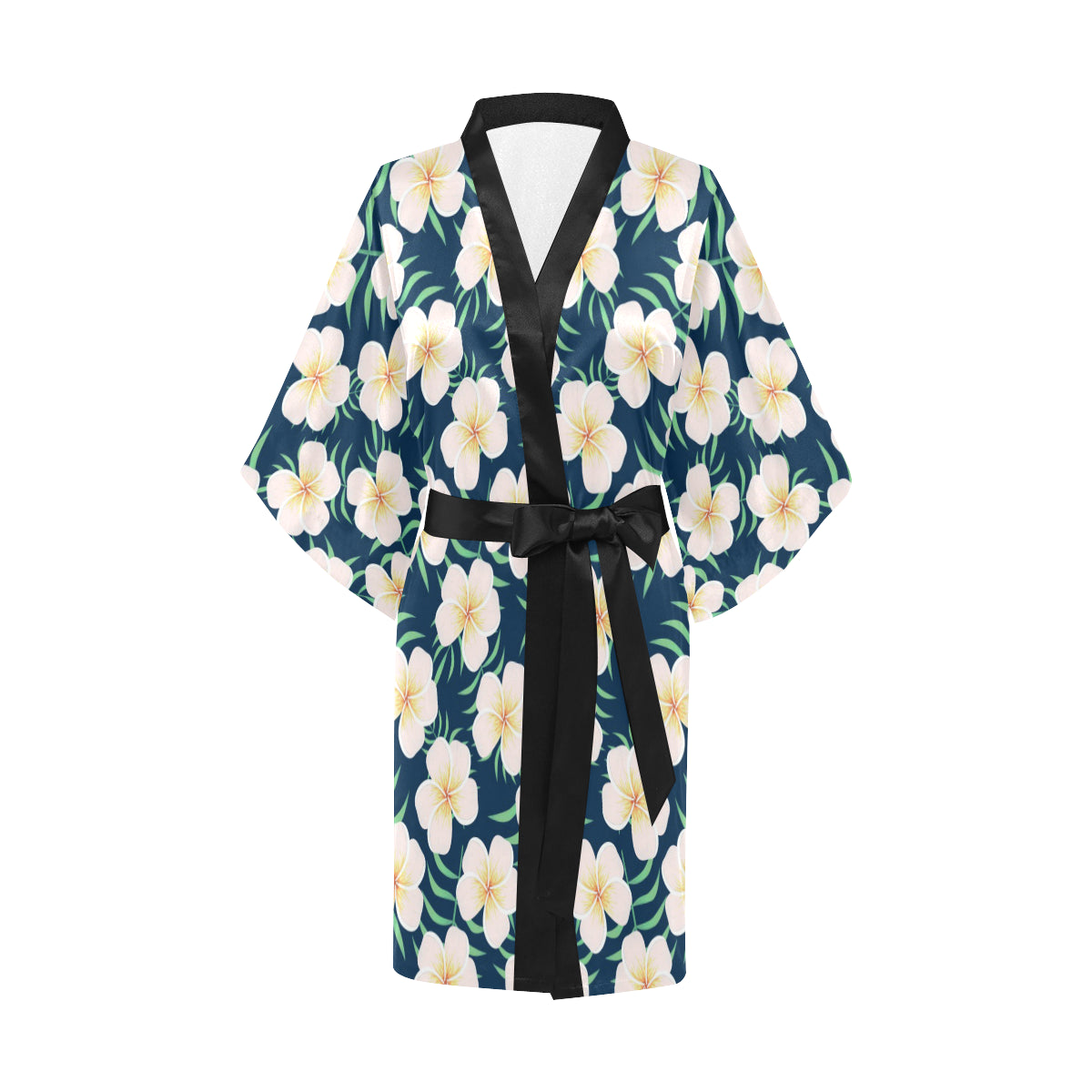 Pink Plumeria Pattern Print Design PM016 Women Kimono Robe
