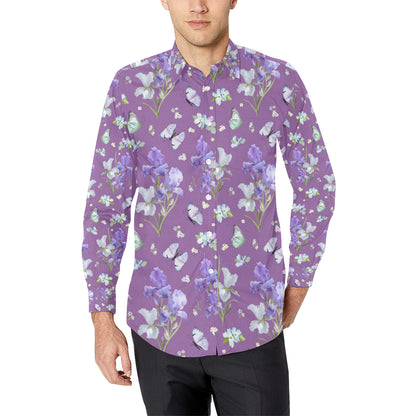 Iris Pattern Print Design IR09 Men's Long Sleeve Shirt