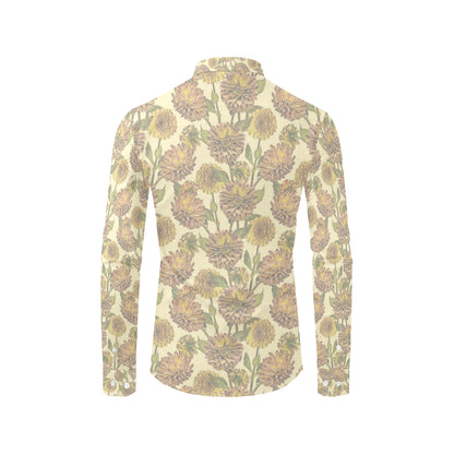 Dahlia Pattern Print Design DH09 Men's Long Sleeve Shirt