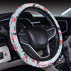 Panda Bear Flower Design Themed Print Steering Wheel Cover with Elastic Edge