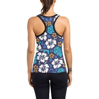 Hibiscus Pattern Print Design HB030 Women's Racerback Tank Top