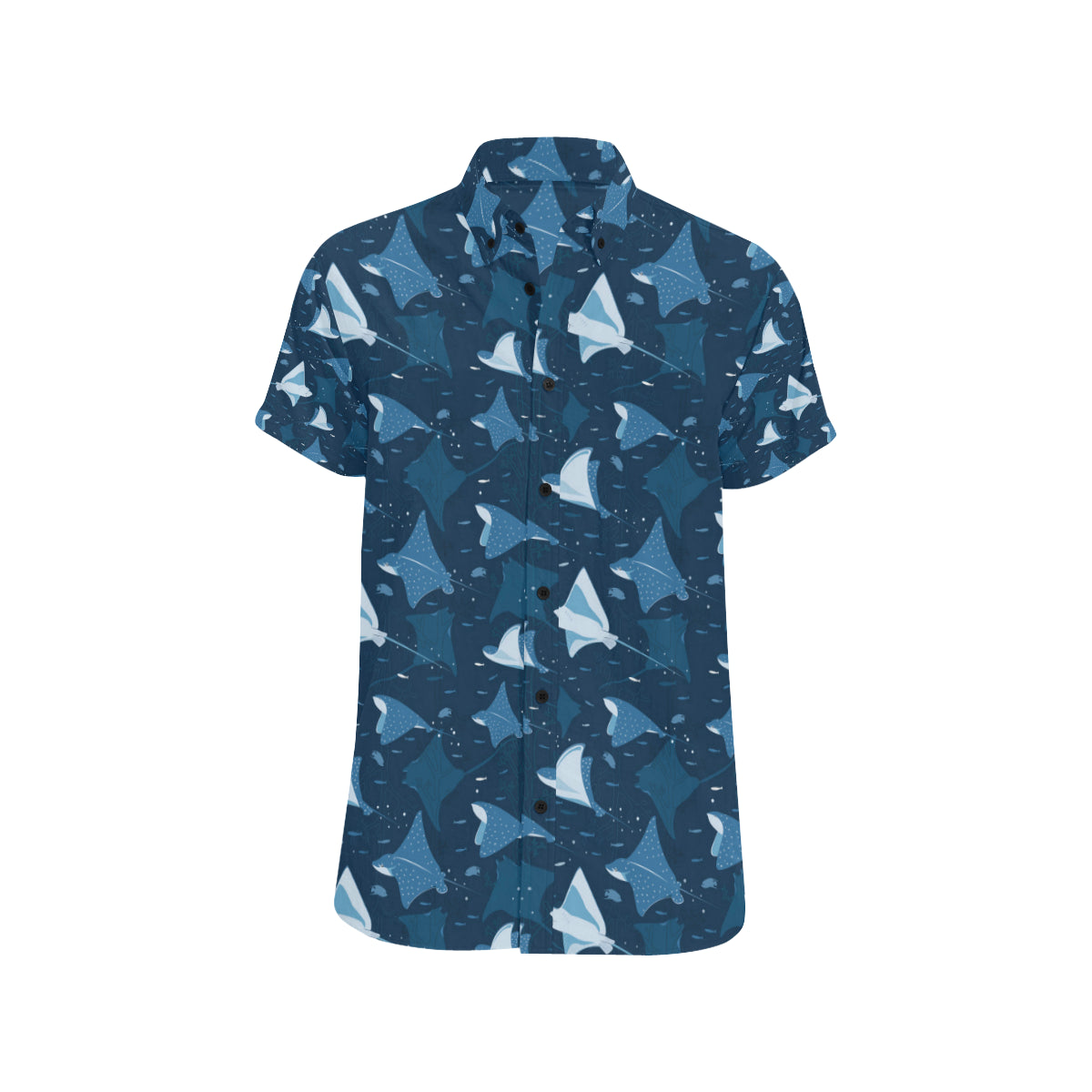 Manta Ray Pattern Print Design 02 Men's Short Sleeve Button Up Shirt