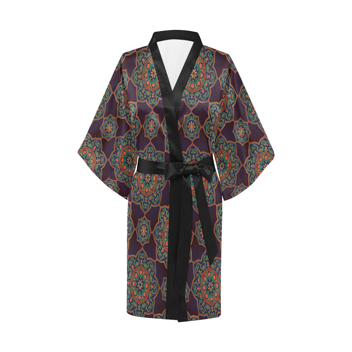 Medallion Pattern Print Design 03 Women's Short Kimono