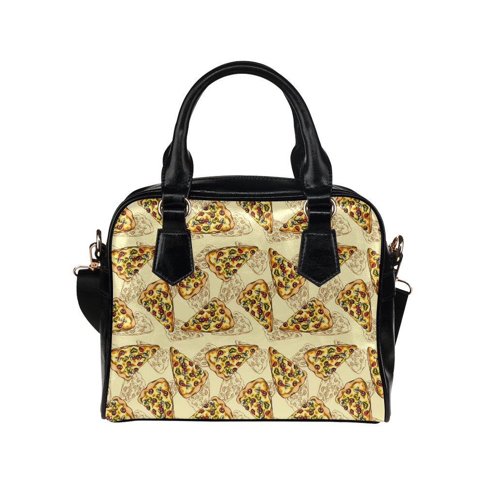 Pizza Pattern Print Design A01 Shoulder Handbag
