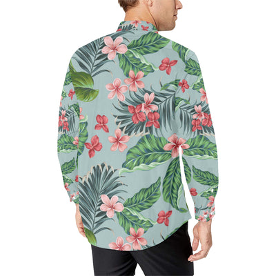 Plumeria Pattern Print Design PM027 Men's Long Sleeve Shirt