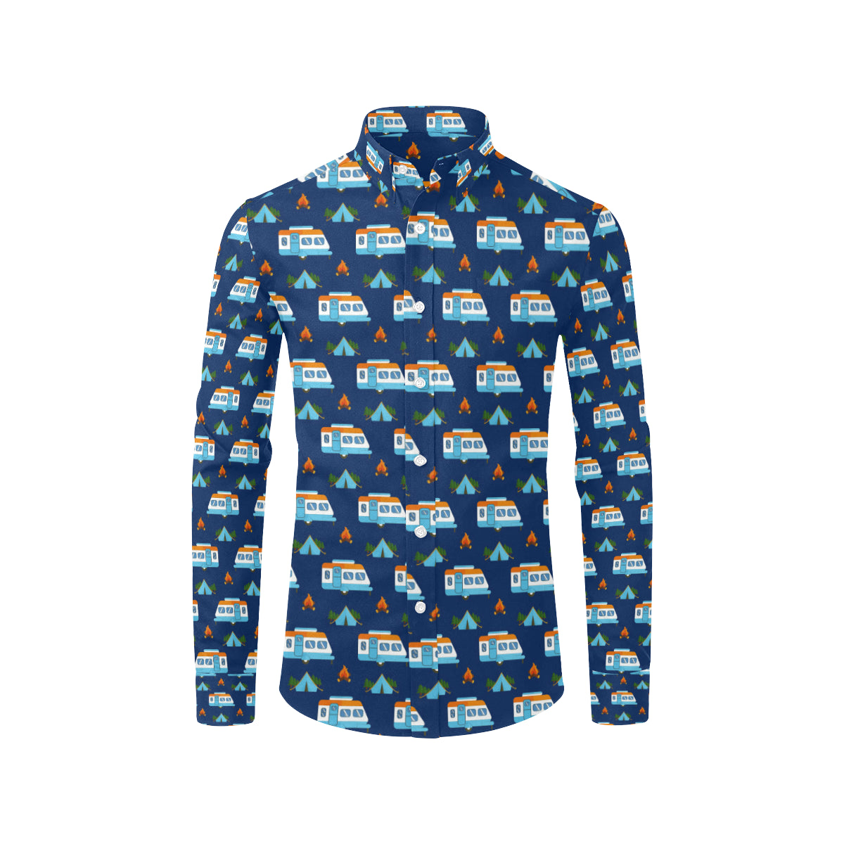 Camper Pattern Camping Themed No 3 Print Men's Long Sleeve Shirt