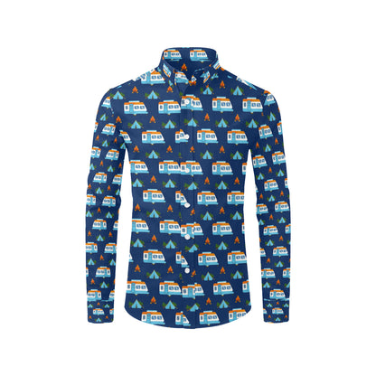Camper Pattern Camping Themed No 3 Print Men's Long Sleeve Shirt