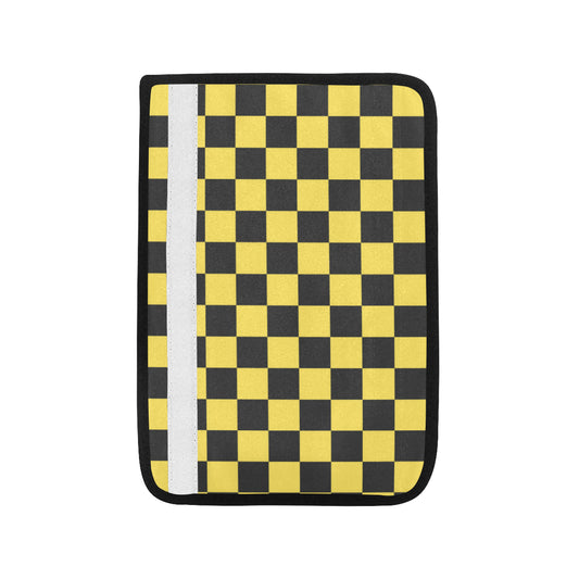 Checkered Yellow Pattern Print Design 03 Car Seat Belt Cover