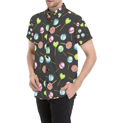 Lollipop Pattern Print Design LL02 Men's Short Sleeve Button Up Shirt