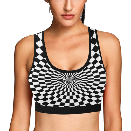 Checkered Flag Optical illusion Sports Bra