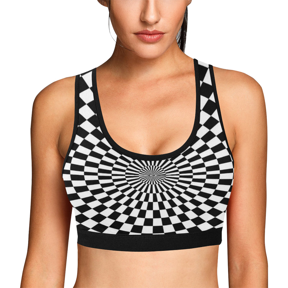 Checkered Flag Optical illusion Sports Bra JorJune