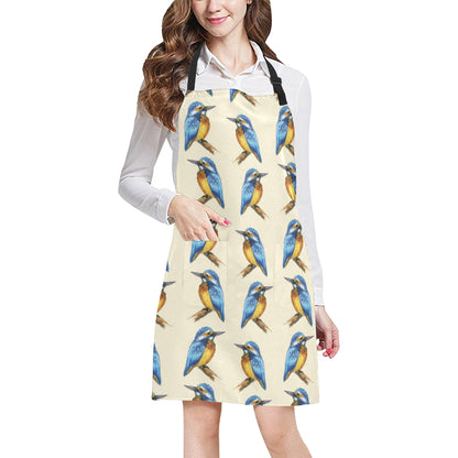 Kingfisher Pattern Print Design 01 Apron with Pocket