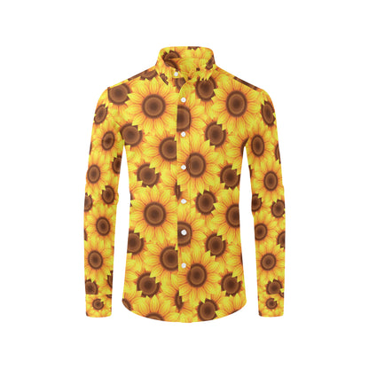 Sunflower Pattern Print Design SF07 Men's Long Sleeve Shirt