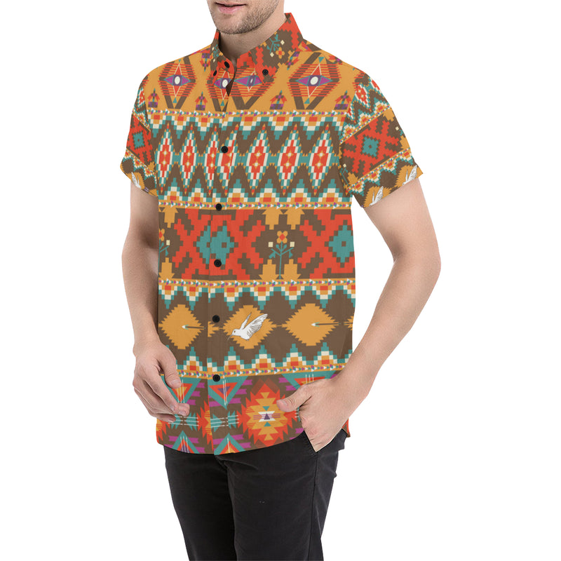 Native Pattern Print Design A01 Men's Short Sleeve Button Up Shirt