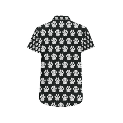Paw Pattern Print Design A02 Men's Short Sleeve Button Up Shirt