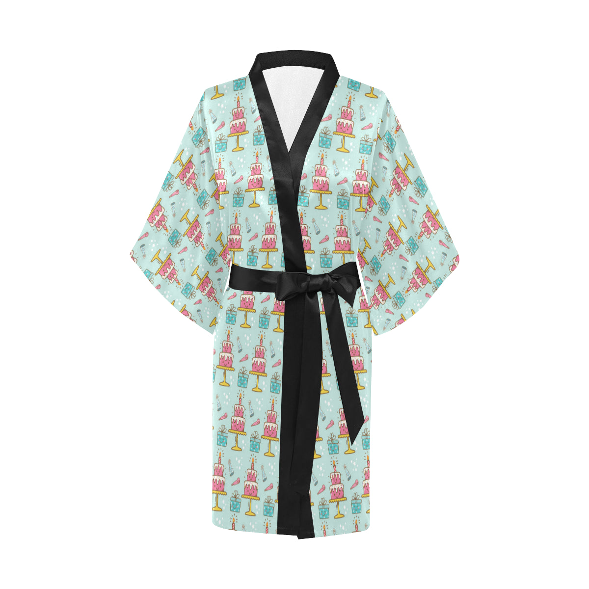 Cake Pattern Print Design 06 Women's Short Kimono