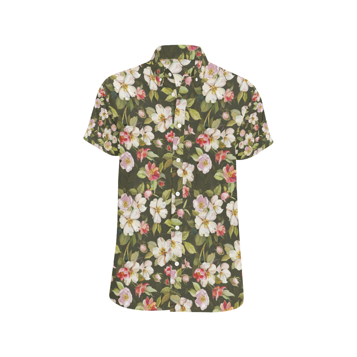 Apple blossom Pattern Print Design AB01 Men's Short Sleeve Button Up Shirt