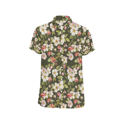 Apple blossom Pattern Print Design AB01 Men's Short Sleeve Button Up Shirt