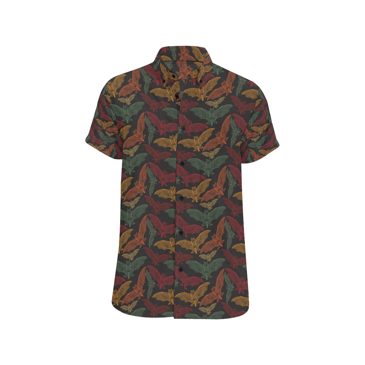 Bat Tribal Pattern Print Design 03 Men's Short Sleeve Button Up Shirt
