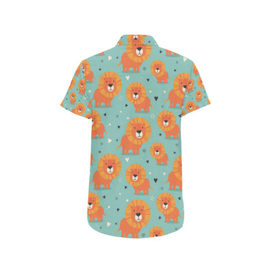 Lion Baby Pattern Print Design 03 Men's Short Sleeve Button Up Shirt