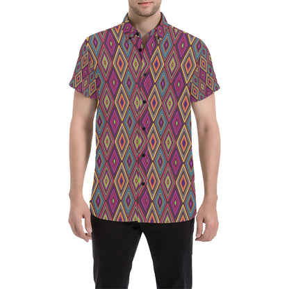 Southwestern Print Men's Short Sleeve Button Up Shirt