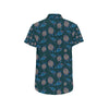 Sea Turtle Hand Drawn Blue Print Men's Short Sleeve Button Up Shirt