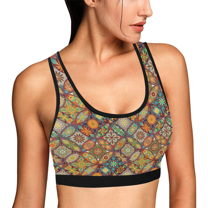 Mandala Flower Themed Design Print Sports Bra