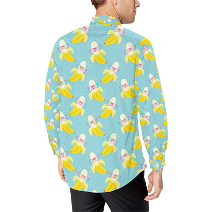 Banana Pattern Print Design BA07 Men's Long Sleeve Shirt