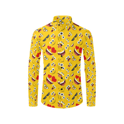 Emoji Face Print Pattern Men's Long Sleeve Shirt
