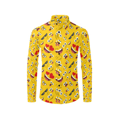 Emoji Face Print Pattern Men's Long Sleeve Shirt