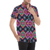 Mexican Pattern Print Design 02 Men's Short Sleeve Button Up Shirt