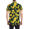 Yellow Hibiscus Pattern Print Design HB08 Men's Short Sleeve Button Up Shirt