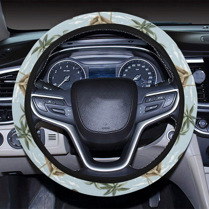 Aloha Hawaii island Design Themed Print Steering Wheel Cover with Elastic Edge
