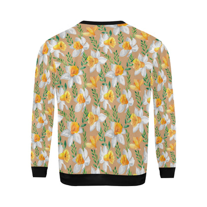 Daffodils Pattern Print Design DF04 Men Long Sleeve Sweatshirt