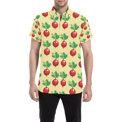 Radish Pattern Print Design A02 Men's Short Sleeve Button Up Shirt