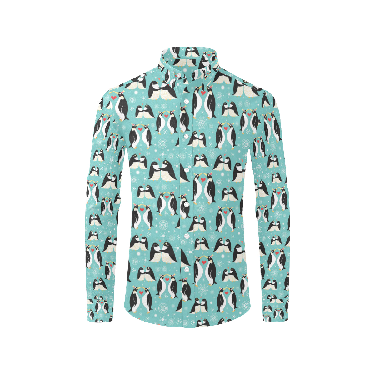 Penguin Love Print Men's Long Sleeve Shirt