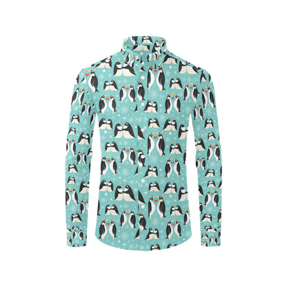 Penguin Love Print Men's Long Sleeve Shirt