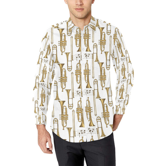 Trombone Pattern Print Design 04 Men's Long Sleeve Shirt